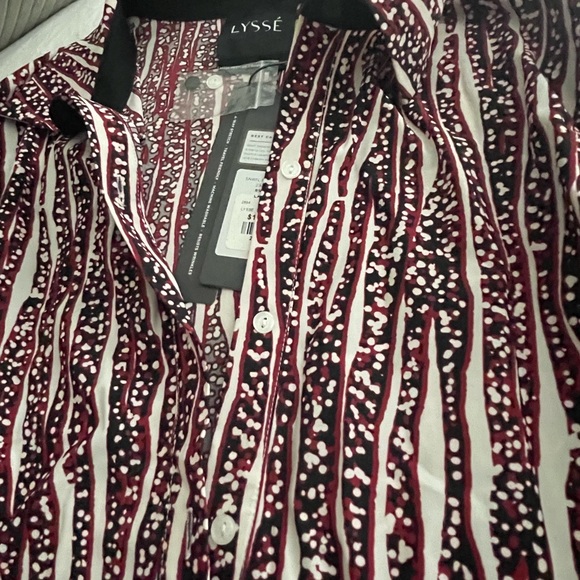 Lysse women’s printed ten black white blouse size Large - Picture 3 of 8